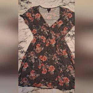 Derek Heart Black and Pink Floral Romper